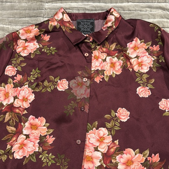 Jonny was Long sleeve shirt colored with  flowers size xl new 100 silk - Picture 7 of 8